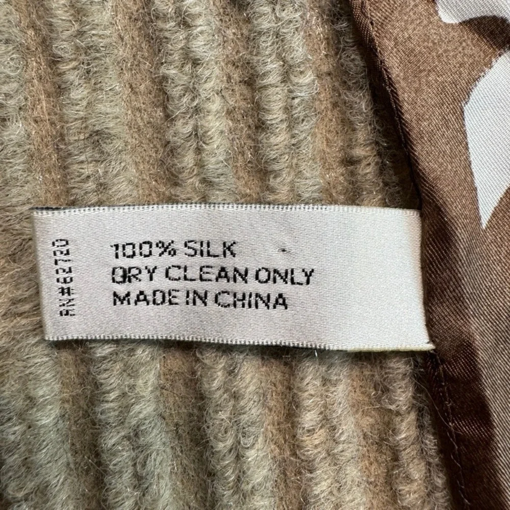 Adrienne Landau Studio Silk Scarf Zebra Floral Print Brown Blue Square 34in